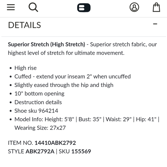 SOLD Buckle BKE Parker Universal Fit Ripped Jeans Sz 33 High Rise Style ABK2792 - Picture 3 of 7